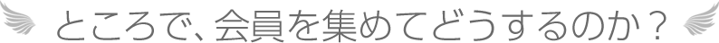 ところで、会員を集めてどうするのか？